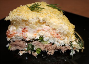 Салат "Мимоза" с картошкой и тунцом