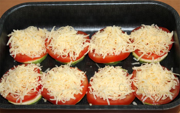 Кабачки с помидорами в духовке с майонезом и чесноком рецепт с фото